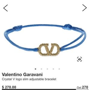 Valentino VLOGO SIGNATURE BRACELET IN COTTON AND SWAROVSKI® CRYSTALS